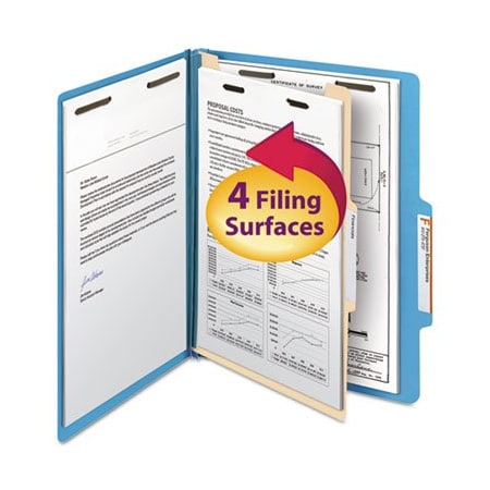 Smead Smead, COLORED TOP TAB CLASSIFICATION FOLDERS, 1 DIVIDER, LETTER SIZE, BLUE, 10PK 13701